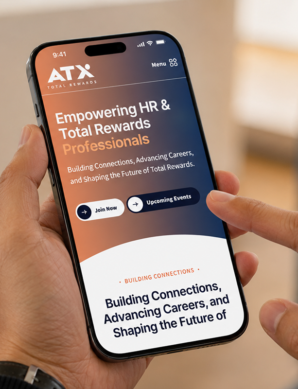 ATX Total Rewards mobile website shown on a phone