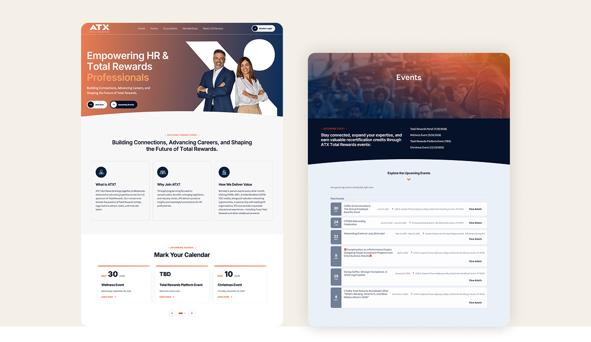 ATX Total Rewards website and member experience screens